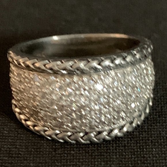 Cubic Zirconia Pavé Statement Ring in Sterling Silver - Picture 2 of 6